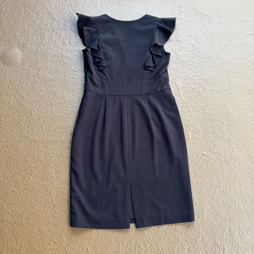 NWT $140 Nine West Ruffle V-Neck Sleeveless Sheath Black Dress Size 8 - Picture 10 of 14